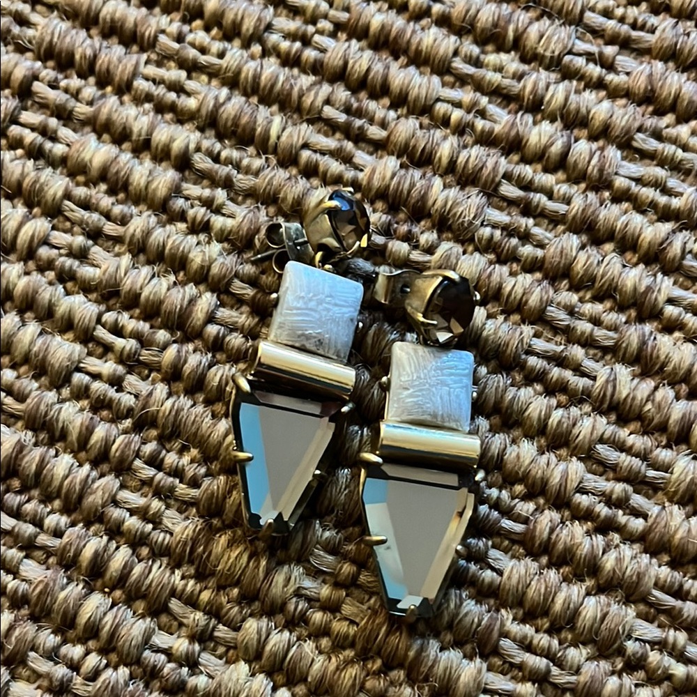 J. Crew Gold and Cream Geometric Earrings
